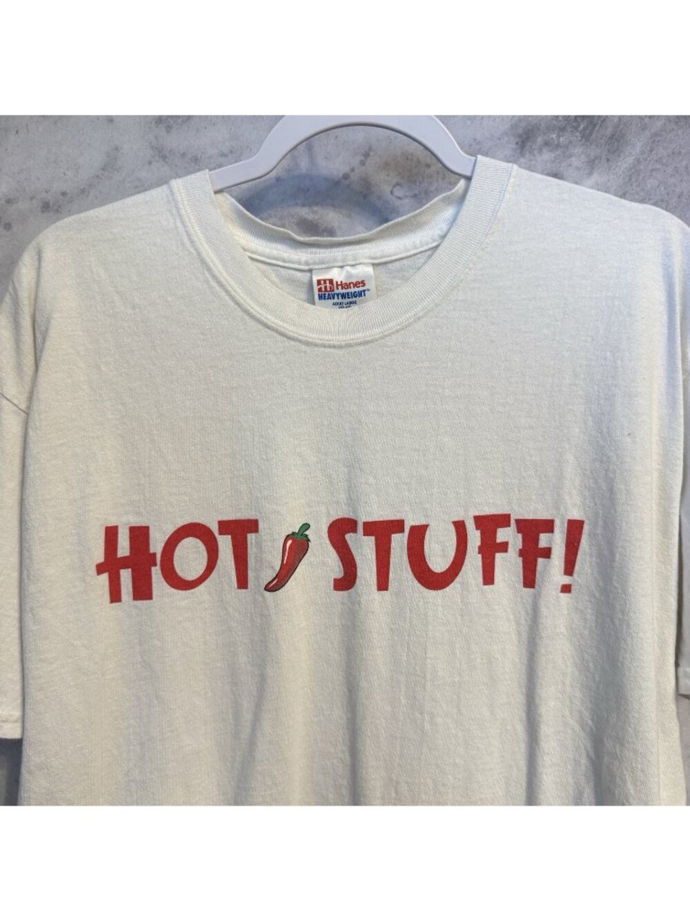 Vintage Y2k Hot Stuff T Shirt Mens Large L White Chili Pepper
